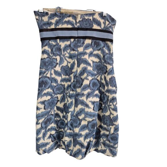 BCBGMaxaria Dress Size 2 Blue Short Balloon Style Bow Strapless Floral Prom - Picture 4 of 7